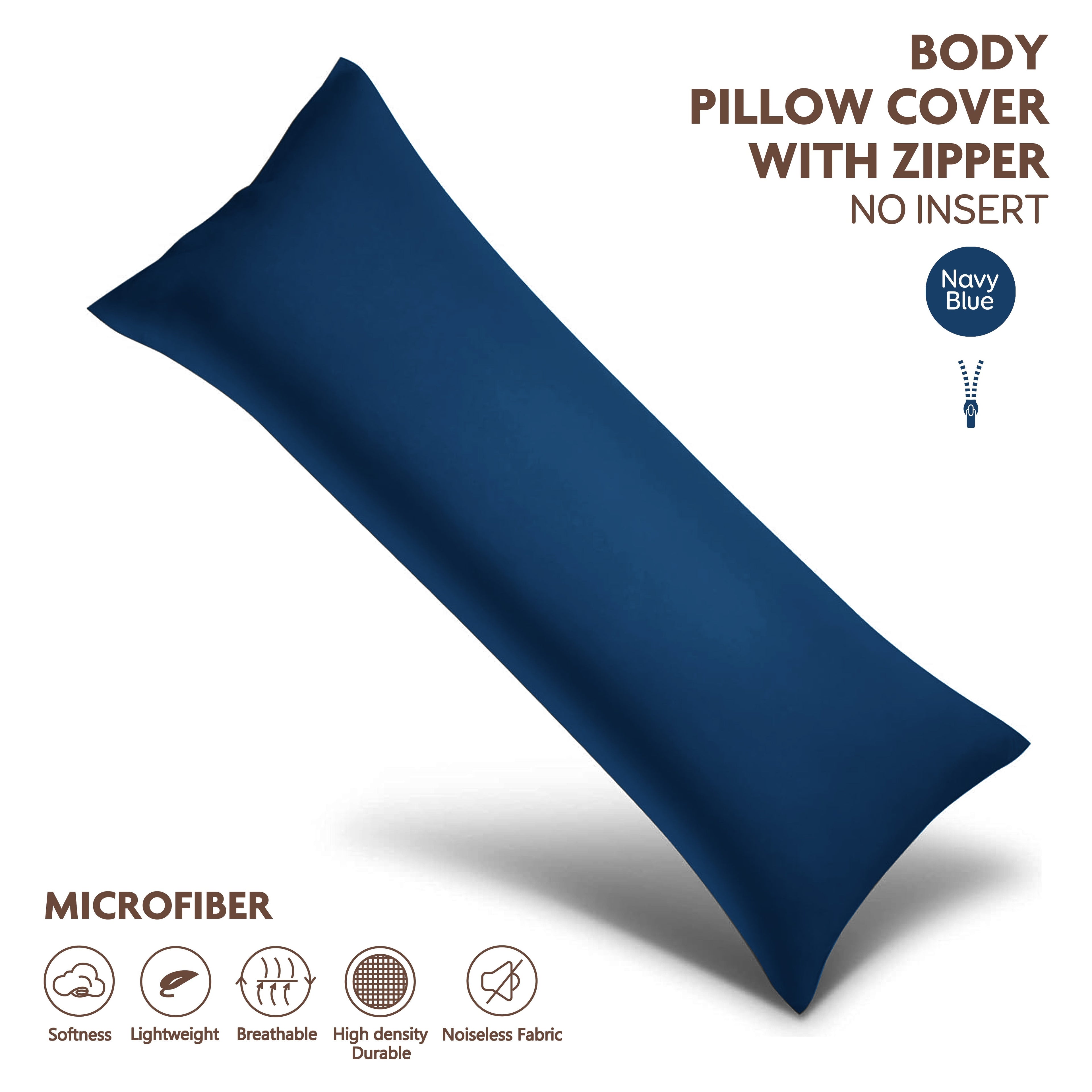 Polyester Brushed Fabric Long Pillowcase, 20.08X53.94inch, Zipper Closure, Soft And Durable, Ideal for Home Bedding Decoration - Without Pillow Core