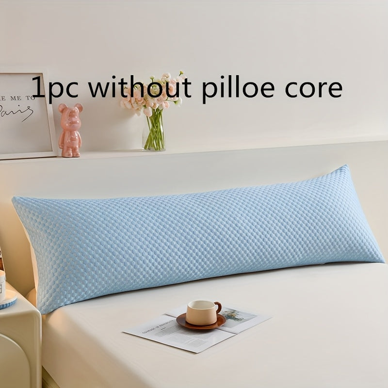 1pc Light Blue Long Pillowcase for Couples - Cooling Ice Bean Technology, 350g Heavyweight Fabric, No Pillow Core Included, Perfect for Summer Comfort, Cooling Pillowcase | Quilted Texture | Breathable Fabric