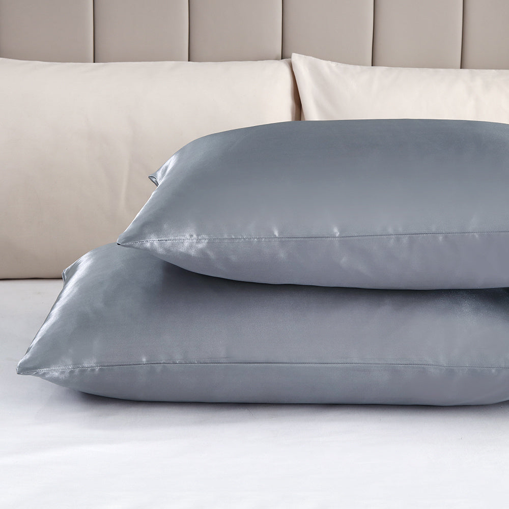 Set of 2 Luxuriously Silky Soft Satin Pillowcases Envelope Closure Design, Taupe Pillow Covers with Envelope Closure