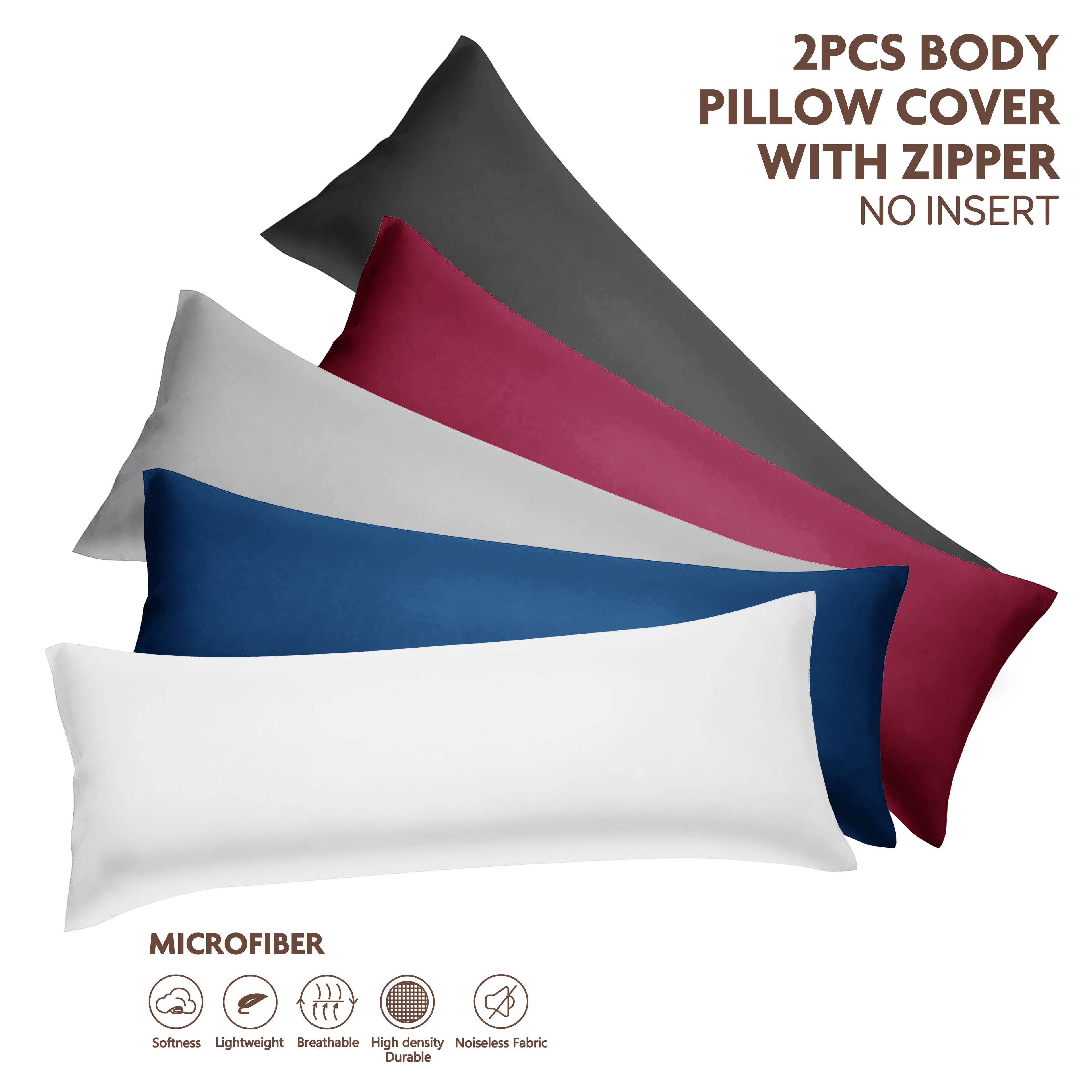 Polyester Brushed Fabric Long Pillowcase, 20.08X53.94inch, Zipper Closure, Soft And Durable, Ideal for Home Bedding Decoration - Without Pillow Core