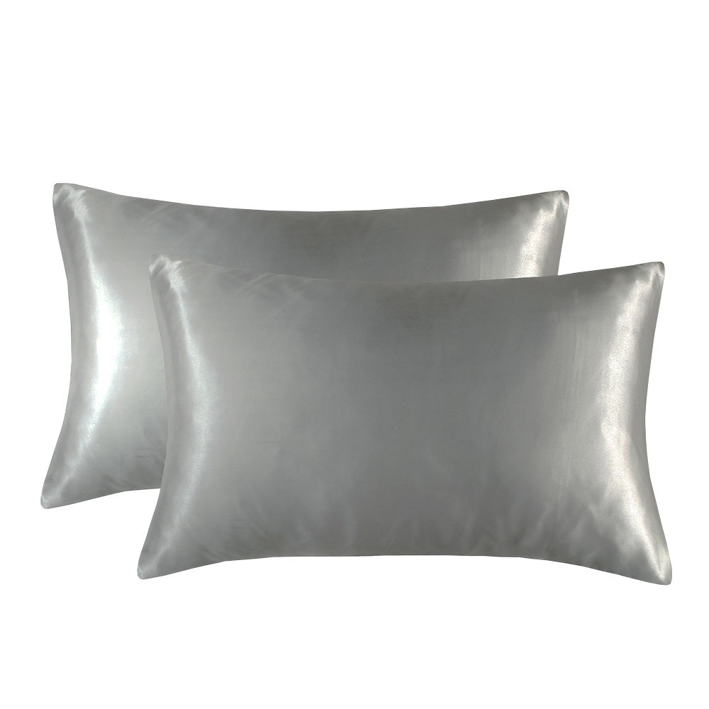 Set of 2 Luxuriously Silky Soft Satin Pillowcases Envelope Closure Design, Taupe Pillow Covers with Envelope Closure