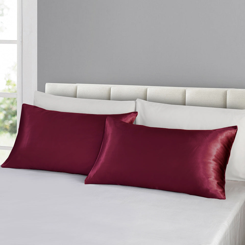 Set of 2 Luxuriously Silky Soft Satin Pillowcases Envelope Closure Design, Taupe Pillow Covers with Envelope Closure