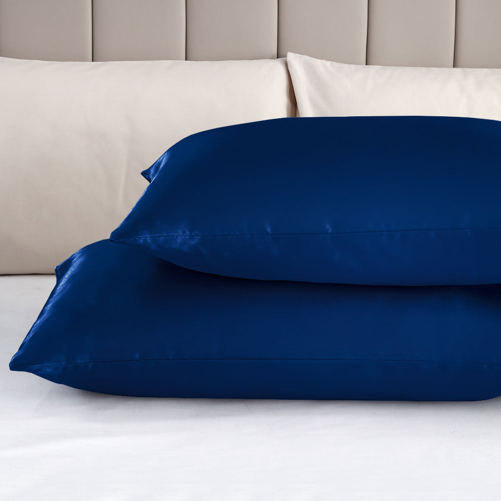 Set of 2 Luxuriously Silky Soft Satin Pillowcases Envelope Closure Design, Taupe Pillow Covers with Envelope Closure
