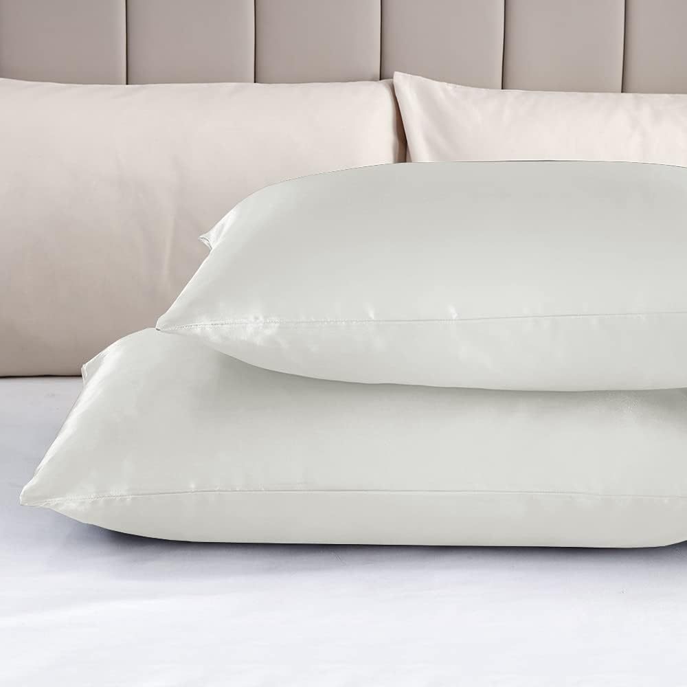 Set of 2 Luxuriously Silky Soft Satin Pillowcases Envelope Closure Design, Taupe Pillow Covers with Envelope Closure