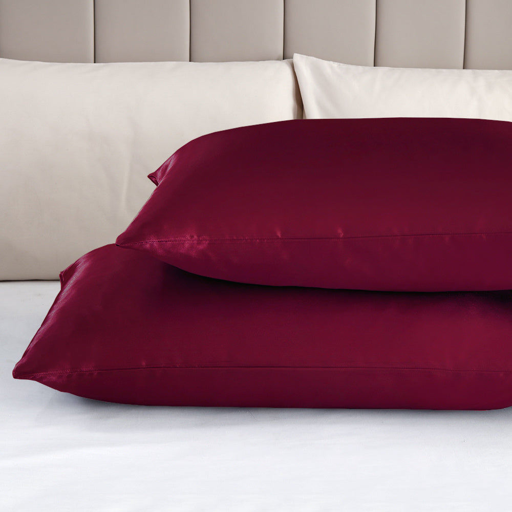 Set of 2 Luxuriously Silky Soft Satin Pillowcases Envelope Closure Design, Taupe Pillow Covers with Envelope Closure