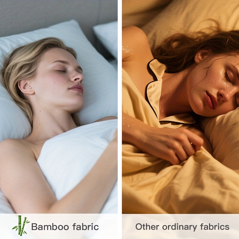 2pcs Summer Cooling Bamboo Fiber Pillowcases, 30% Bamboo Fiber + 70% Microfiber Material, Breathable and Comfortable, Soft Cooling Pair Set for Couples, Envelope Design for Easy Installation and Washing, Bedroom Decorative Pillowcases