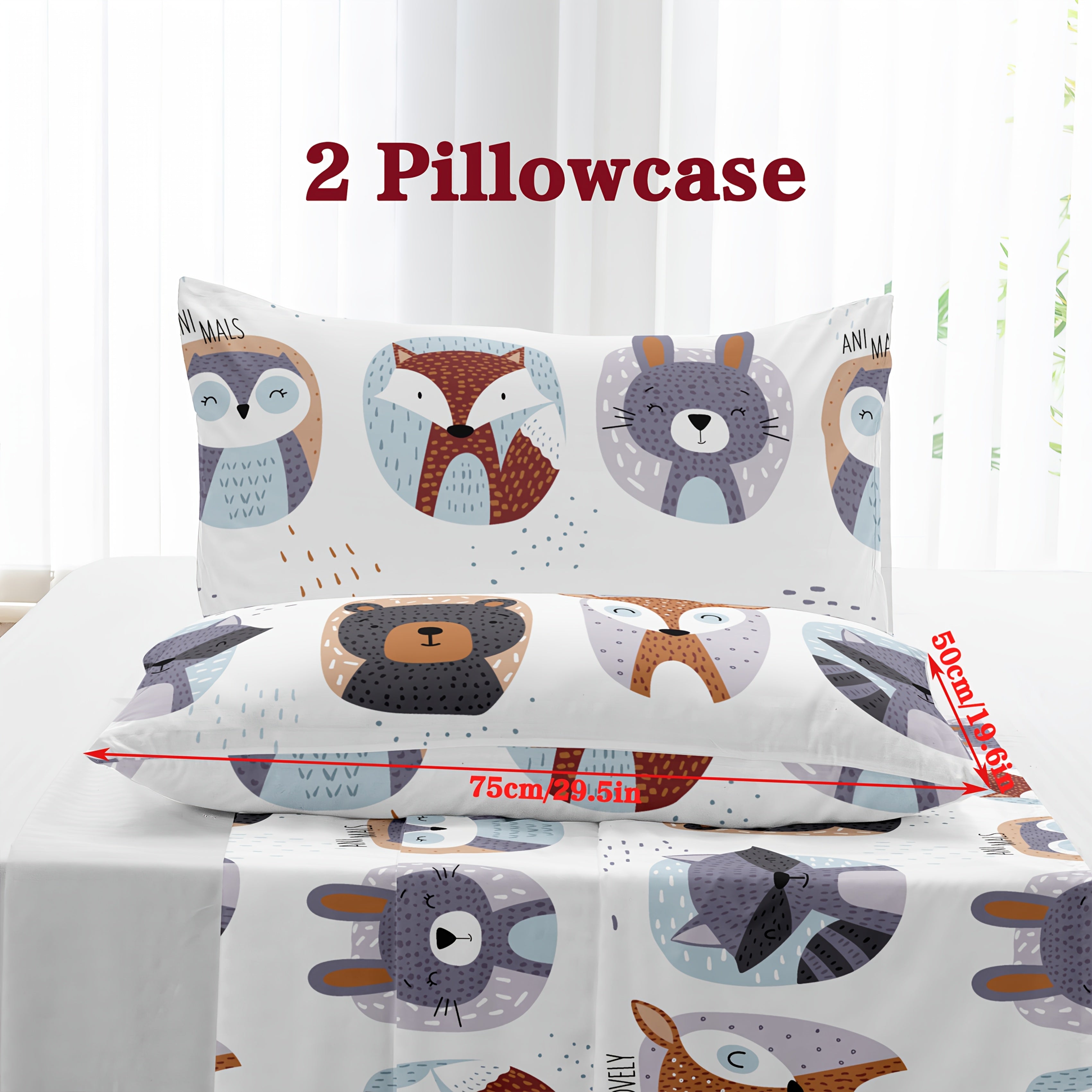 2pcs Heart Print Pillowcases, Envelope Closure, Machine Washable, Soft and Breathable Home Bedding, 2pcs Set (Pillow Inserts Not Included)