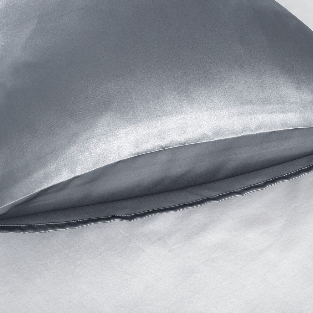 Set of 2 Luxuriously Silky Soft Satin Pillowcases Envelope Closure Design, Taupe Pillow Covers with Envelope Closure