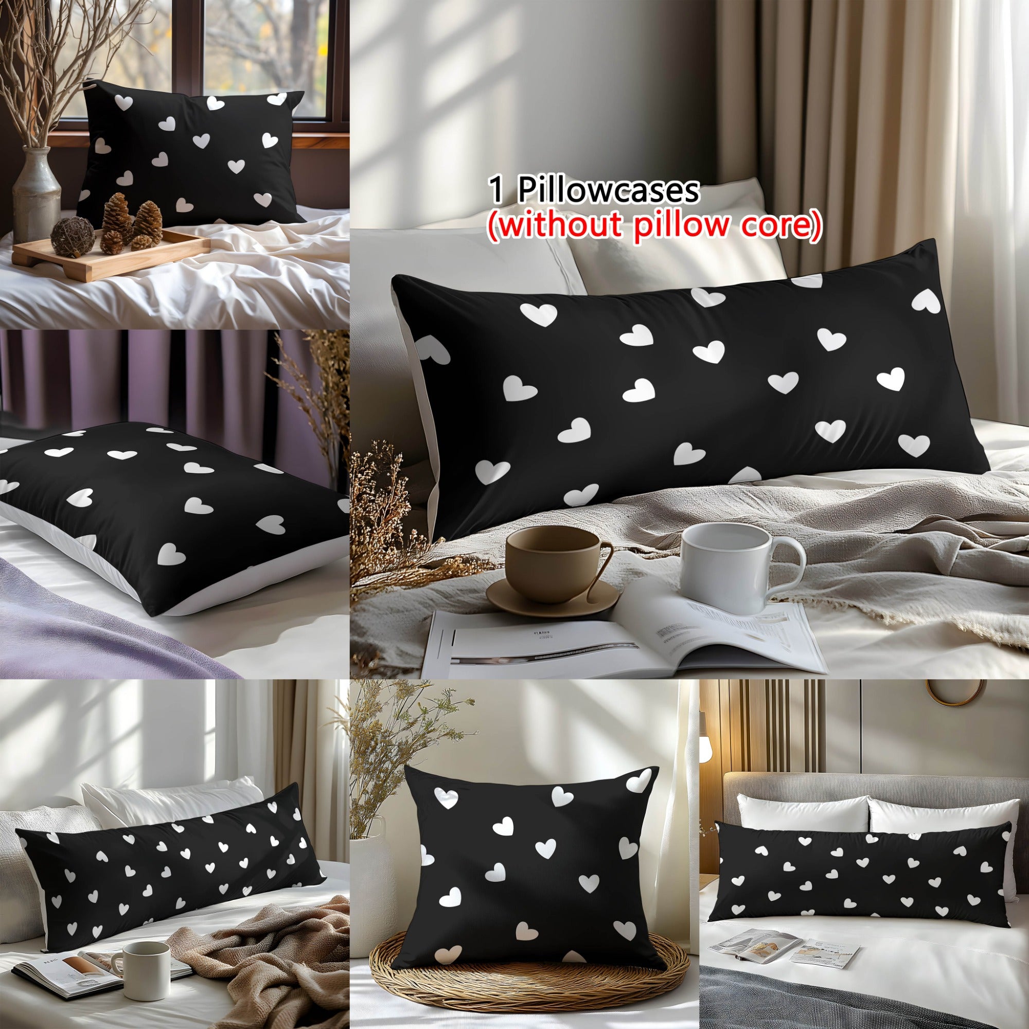 1pc Love-Themed Pillowcase - Extra Large, Soft 3D Digital Printed Polyester Fabric with Heart Design, Perfect for Bedroom, Guest Room, or as a Gift for Couples, Birthdays, and More, Decorative Pillow Cover | 3D Printed Pillowcase | Soft Polyester Fabric