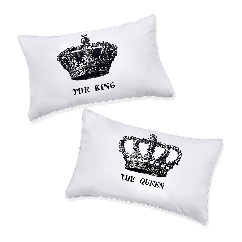 2pcs Vintage King And Queen Couples Pillow Cases, Funny His And Hers Couples Gifts, Polyester 100.00% Woven Zipper Closure Machine Wash