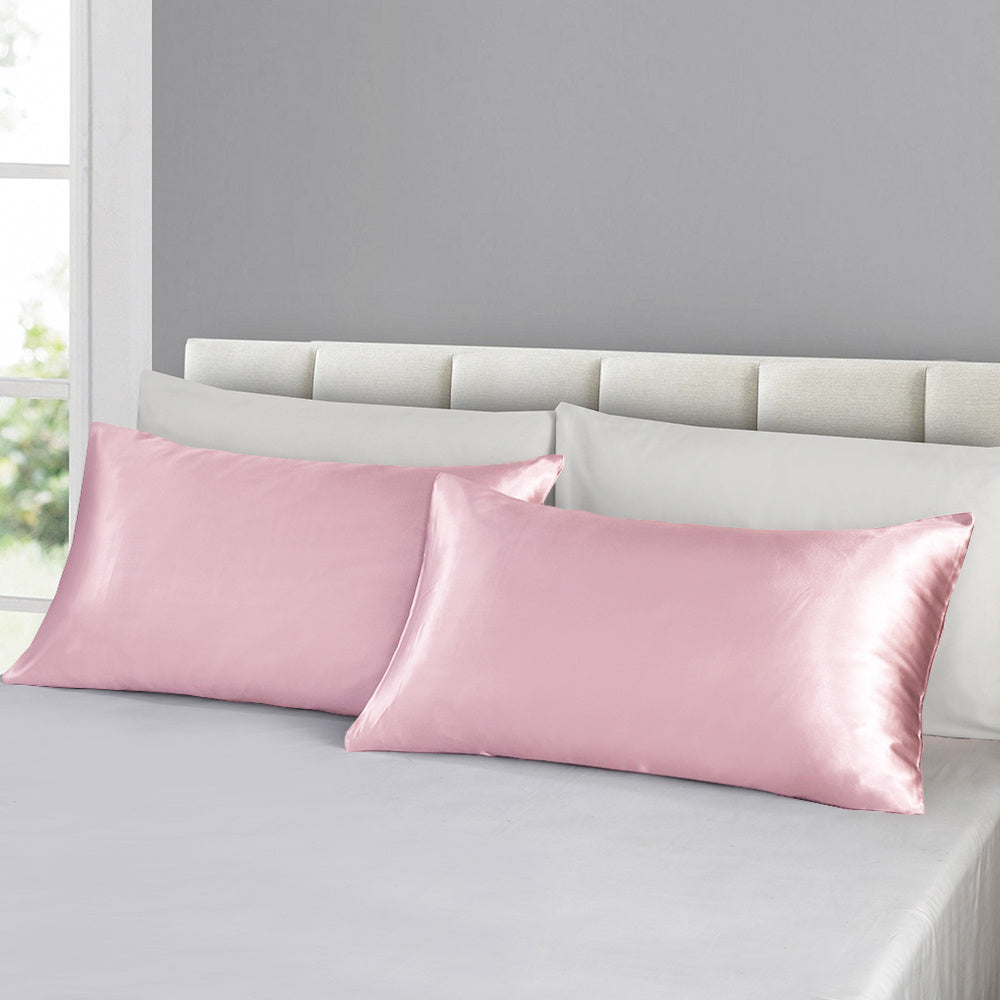 Set of 2 Luxuriously Silky Soft Satin Pillowcases Envelope Closure Design, Taupe Pillow Covers with Envelope Closure