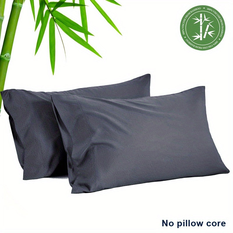2pcs Summer Cooling Bamboo Fiber Pillowcases, 30% Bamboo Fiber + 70% Microfiber Material, Breathable and Comfortable, Soft Cooling Pair Set for Couples, Envelope Design for Easy Installation and Washing, Bedroom Decorative Pillowcases