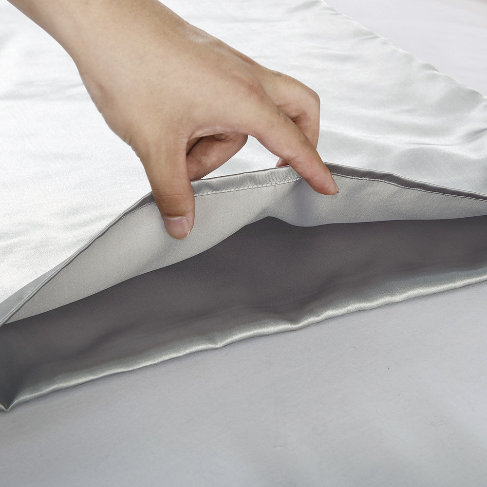Set of 2 Luxuriously Silky Soft Satin Pillowcases Envelope Closure Design, Taupe Pillow Covers with Envelope Closure