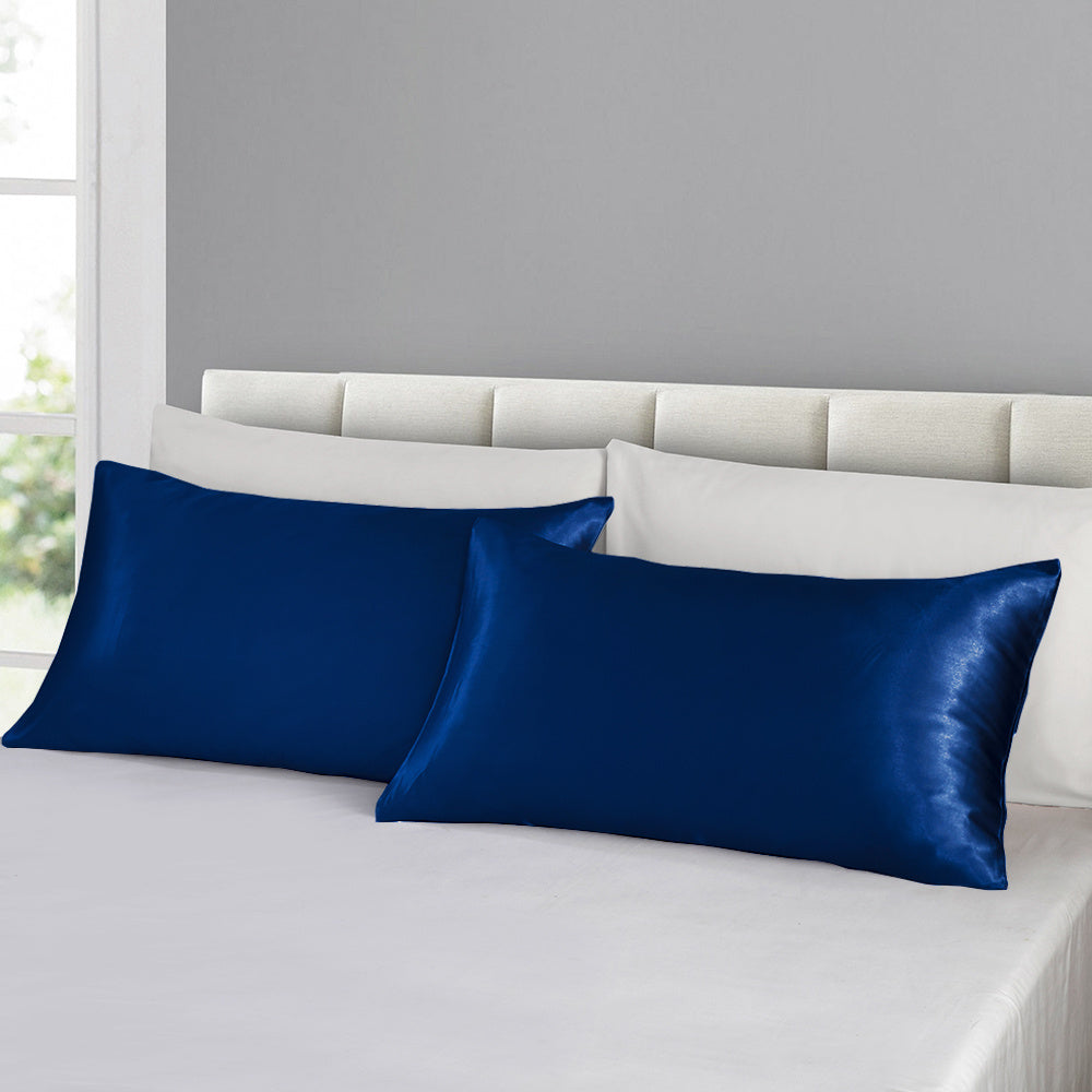 Set of 2 Luxuriously Silky Soft Satin Pillowcases Envelope Closure Design, Taupe Pillow Covers with Envelope Closure