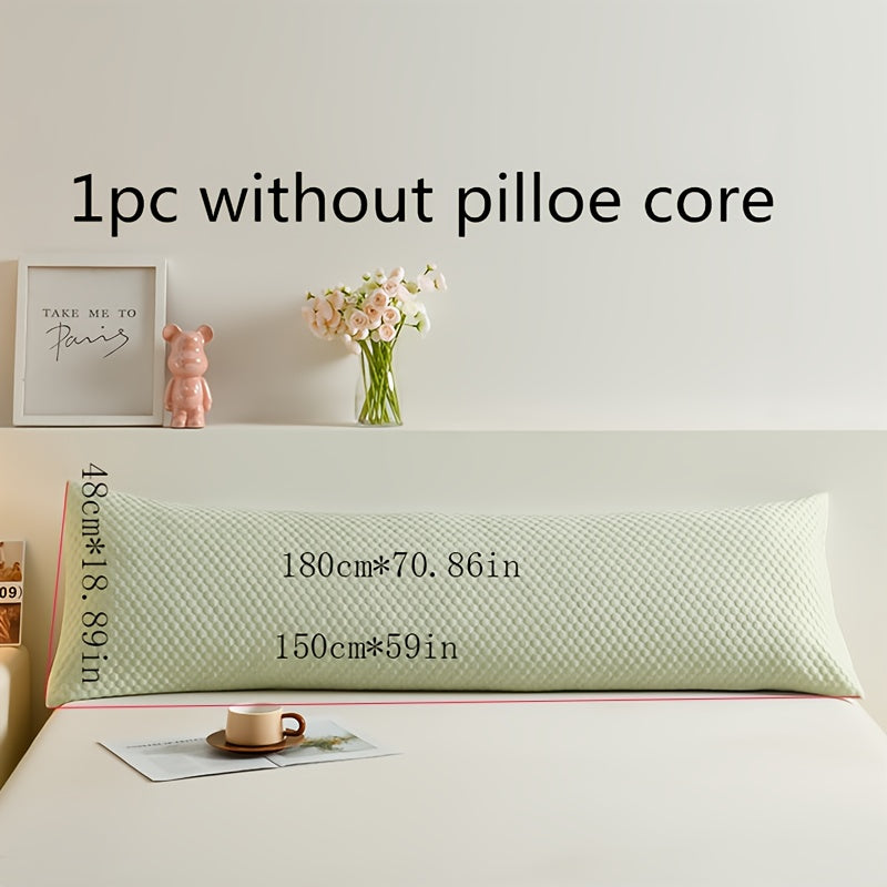1pc Light Blue Long Pillowcase for Couples - Cooling Ice Bean Technology, 350g Heavyweight Fabric, No Pillow Core Included, Perfect for Summer Comfort, Cooling Pillowcase | Quilted Texture | Breathable Fabric