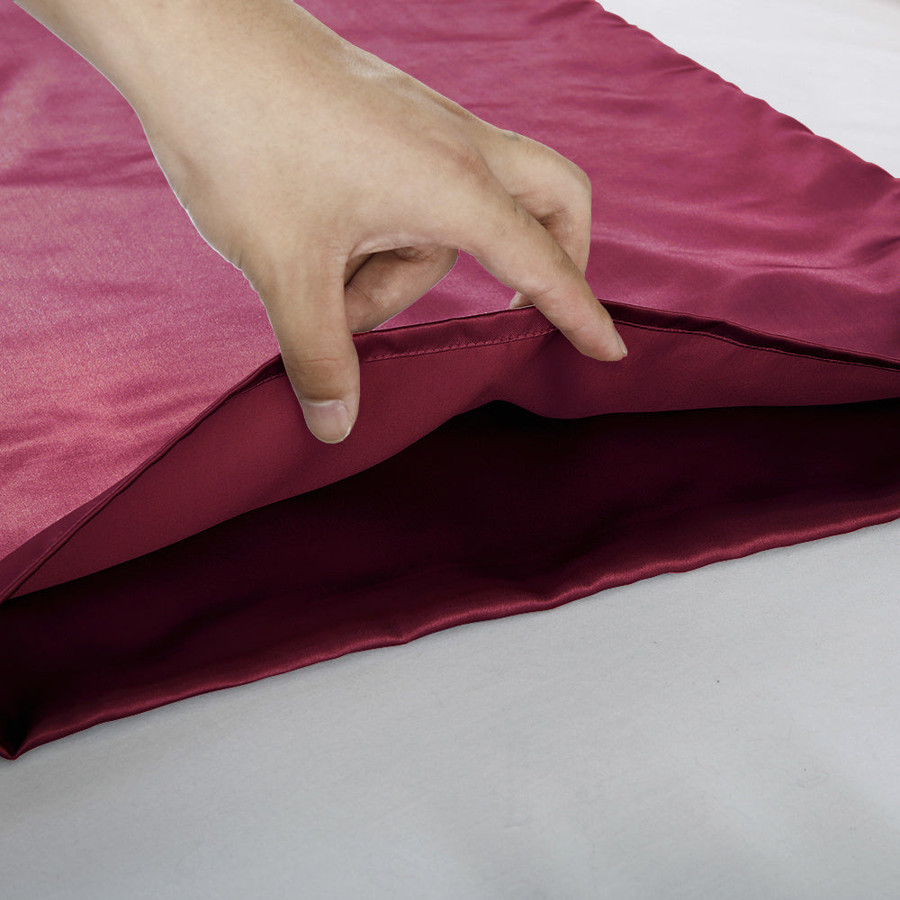 Set of 2 Luxuriously Silky Soft Satin Pillowcases Envelope Closure Design, Taupe Pillow Covers with Envelope Closure