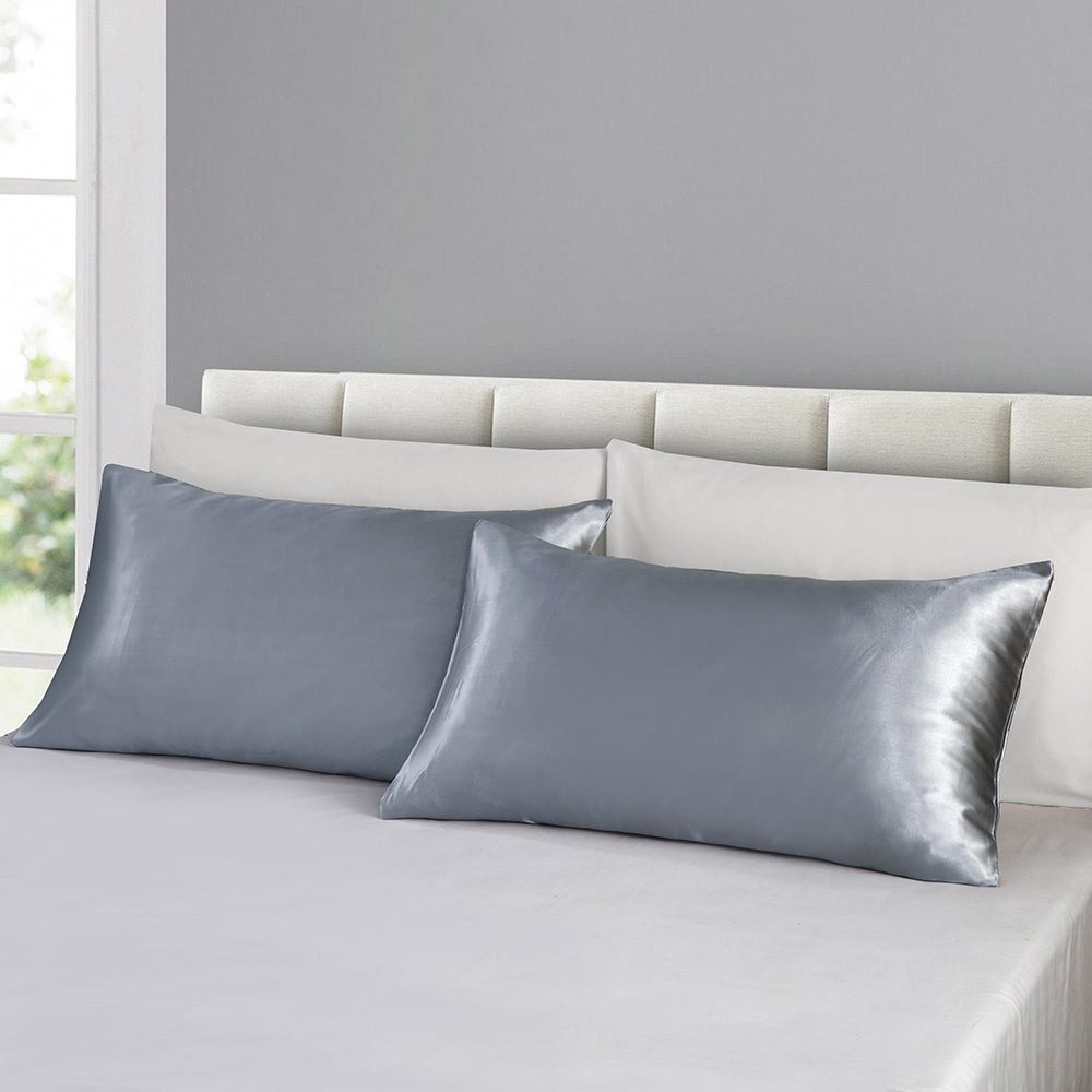 Set of 2 Luxuriously Silky Soft Satin Pillowcases Envelope Closure Design, Taupe Pillow Covers with Envelope Closure