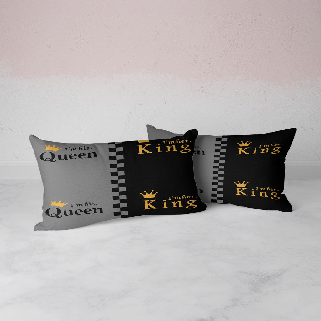 3pcs Valentine's Day Duvet Cover Set - "KING & QUEEN" Crown Design in Black & Gray, Soft & Breathable Polyester, Includes 1 Duvet Cover and 1/2 Pillowcases, Zip Closure, Machine Washable for All-Season Comfort, Couples Bedding Set|Playful Text