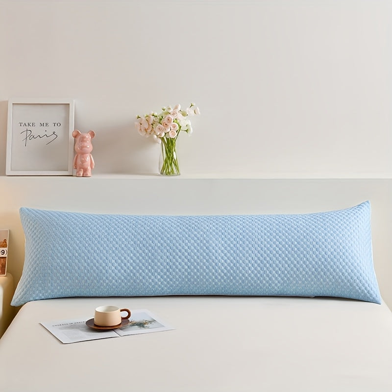 1pc Light Blue Long Pillowcase for Couples - Cooling Ice Bean Technology, 350g Heavyweight Fabric, No Pillow Core Included, Perfect for Summer Comfort, Cooling Pillowcase | Quilted Texture | Breathable Fabric