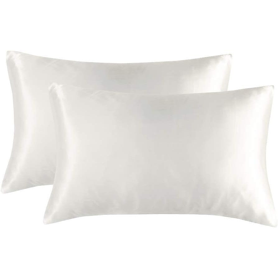 Set of 2 Luxuriously Silky Soft Satin Pillowcases Envelope Closure Design, Taupe Pillow Covers with Envelope Closure