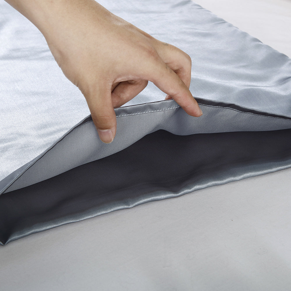 Set of 2 Luxuriously Silky Soft Satin Pillowcases Envelope Closure Design, Taupe Pillow Covers with Envelope Closure