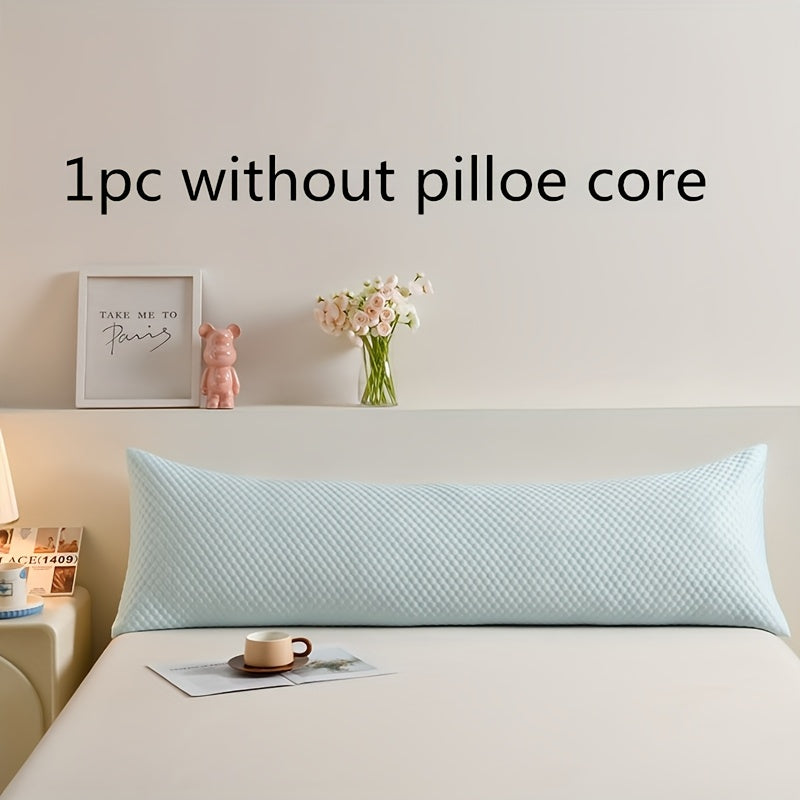 1pc Light Blue Long Pillowcase for Couples - Cooling Ice Bean Technology, 350g Heavyweight Fabric, No Pillow Core Included, Perfect for Summer Comfort, Cooling Pillowcase | Quilted Texture | Breathable Fabric