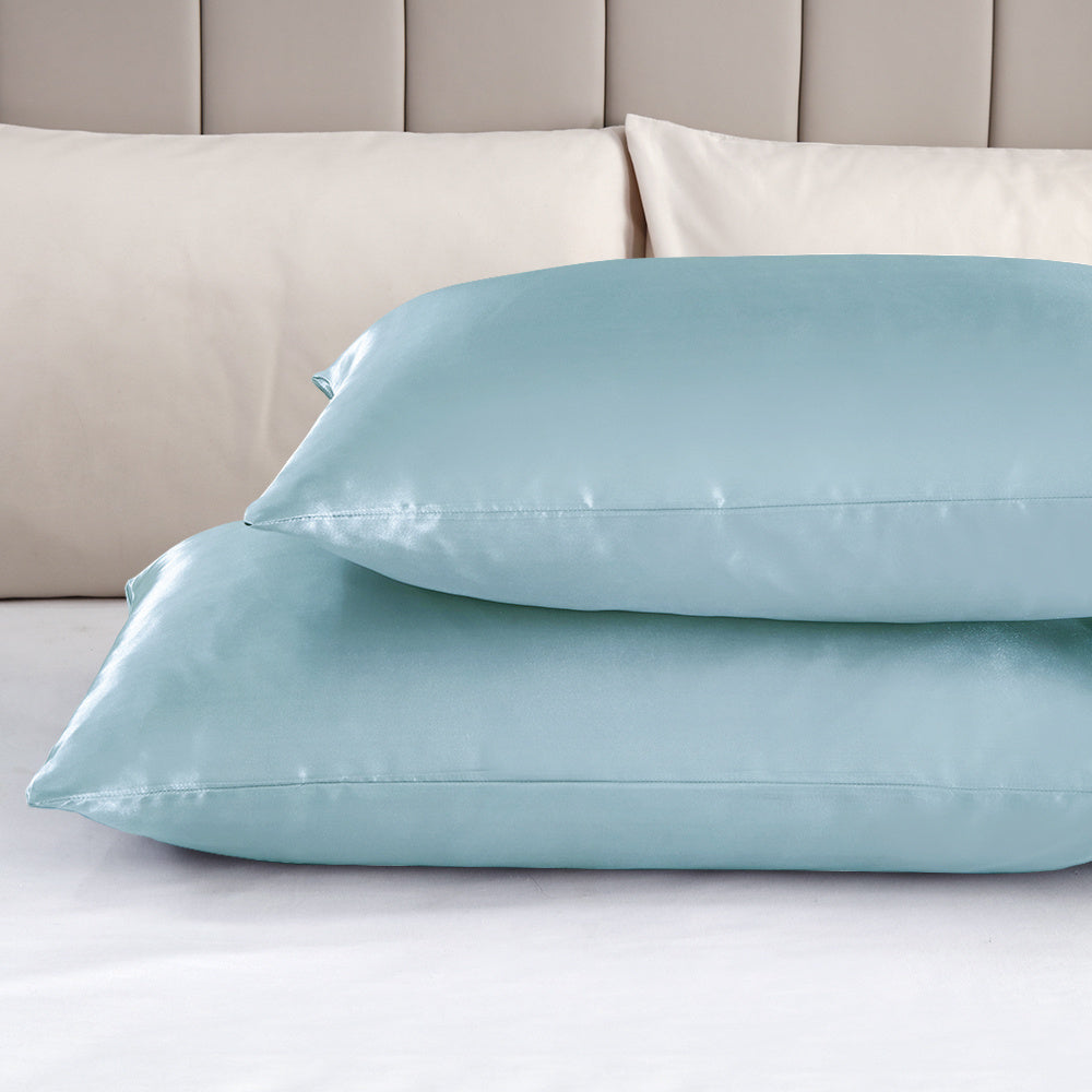 Set of 2 Luxuriously Silky Soft Satin Pillowcases Envelope Closure Design, Taupe Pillow Covers with Envelope Closure