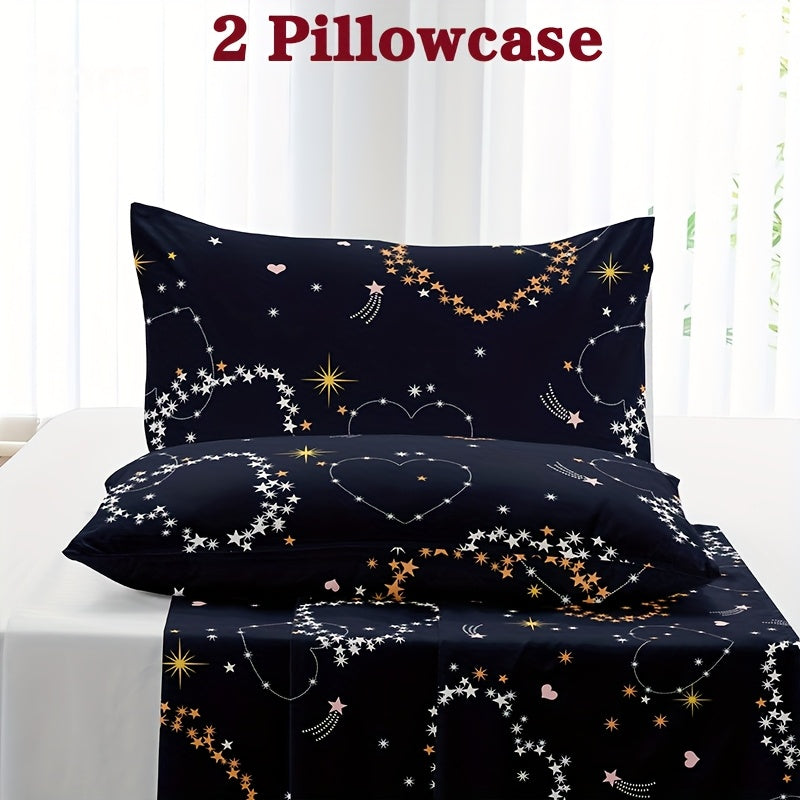 2pcs Heart Print Pillowcases, Envelope Closure, Machine Washable, Soft and Breathable Home Bedding, 2pcs Set (Pillow Inserts Not Included)