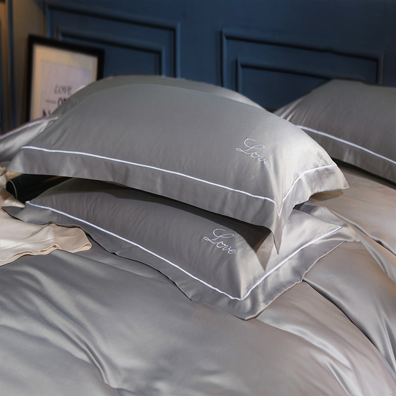 1 Pair Luxury Embroidery Pillow Cases Washed LOVE Super Soft Couple Pillowcase Bedroom Pillow Covers 18.9*29.13inch