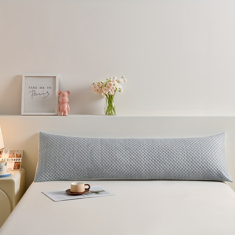 1pc Light Blue Long Pillowcase for Couples - Cooling Ice Bean Technology, 350g Heavyweight Fabric, No Pillow Core Included, Perfect for Summer Comfort, Cooling Pillowcase | Quilted Texture | Breathable Fabric