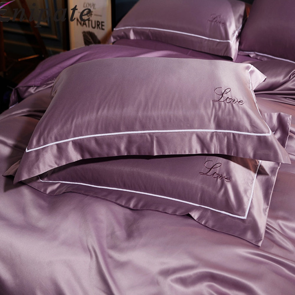 1 Pair Luxury Embroidery Pillow Cases Washed LOVE Super Soft Couple Pillowcase Bedroom Pillow Covers 18.9*29.13inch