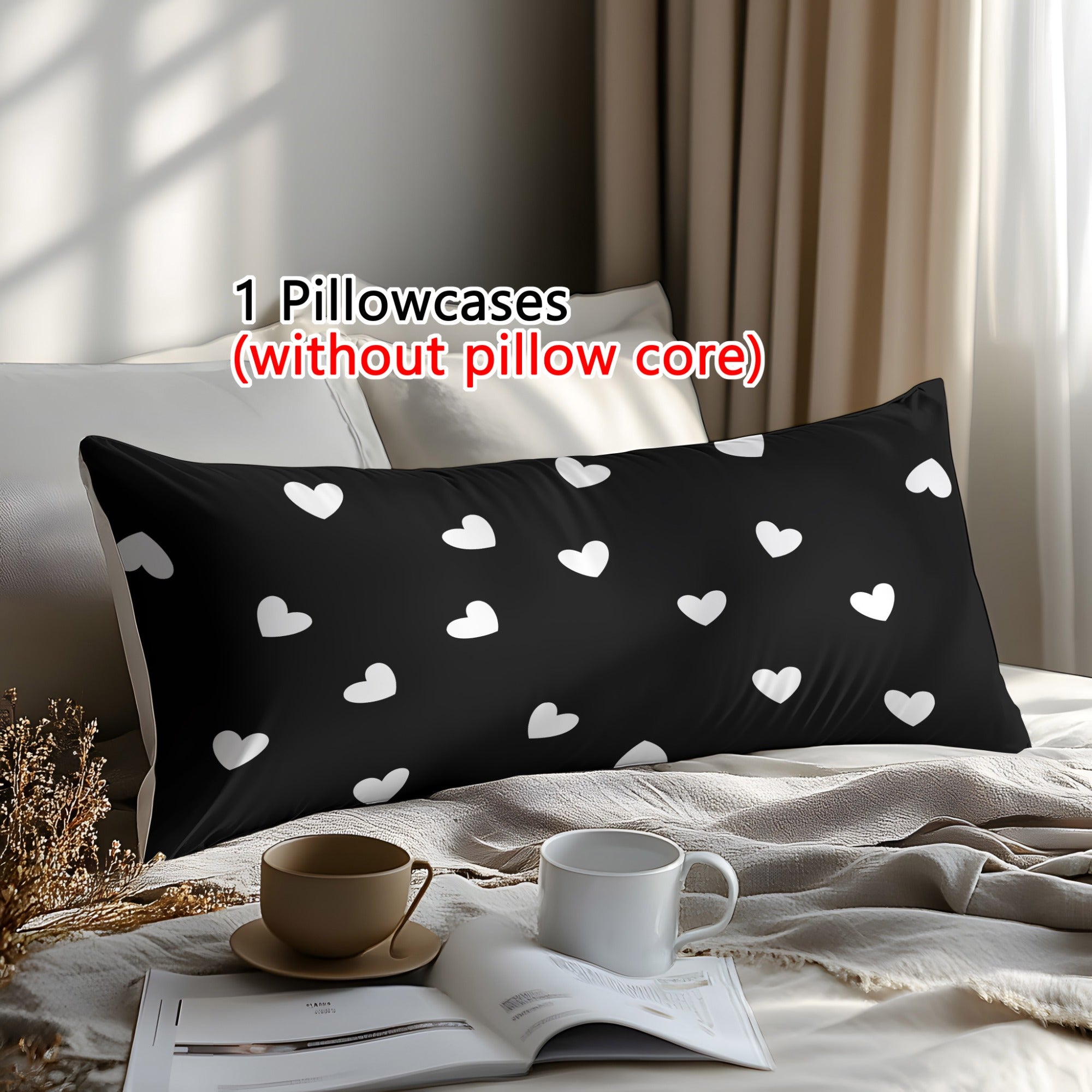 1pc Love-Themed Pillowcase - Extra Large, Soft 3D Digital Printed Polyester Fabric with Heart Design, Perfect for Bedroom, Guest Room, or as a Gift for Couples, Birthdays, and More, Decorative Pillow Cover | 3D Printed Pillowcase | Soft Polyester Fabric