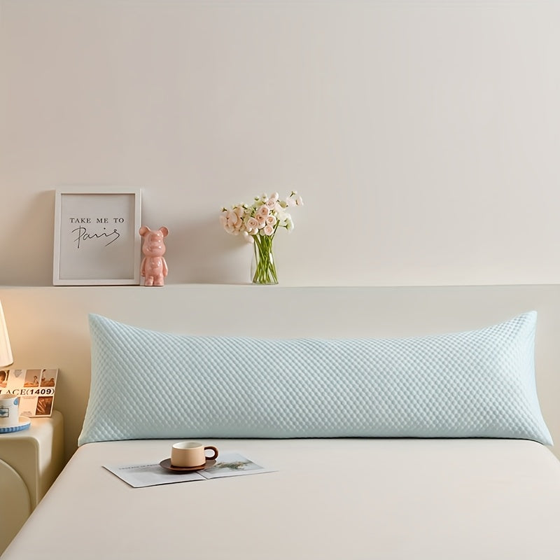 1pc Light Blue Long Pillowcase for Couples - Cooling Ice Bean Technology, 350g Heavyweight Fabric, No Pillow Core Included, Perfect for Summer Comfort, Cooling Pillowcase | Quilted Texture | Breathable Fabric
