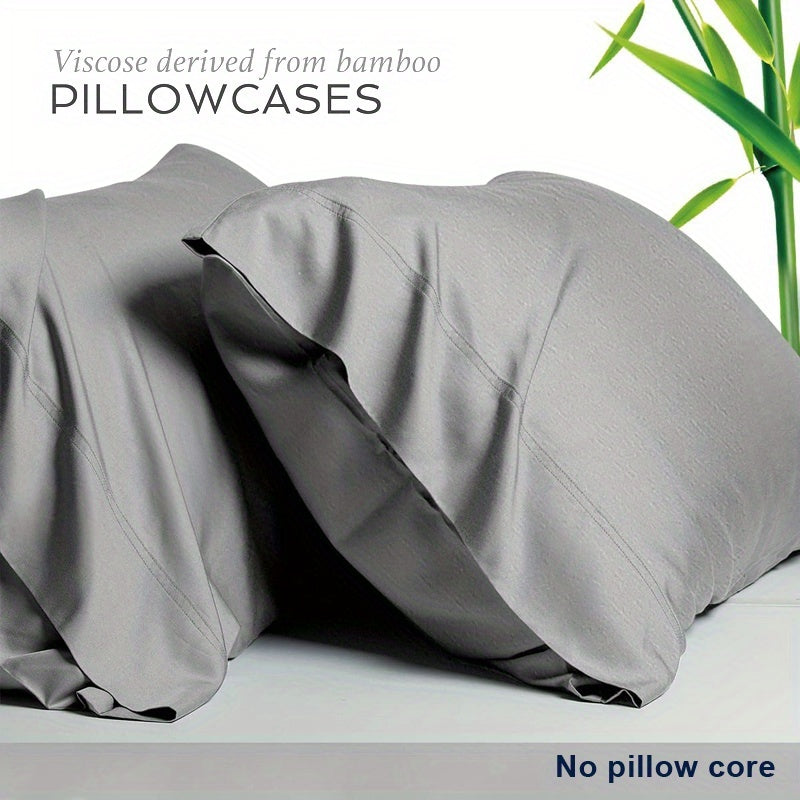 2pcs Summer Cooling Bamboo Fiber Pillowcases, 30% Bamboo Fiber + 70% Microfiber Material, Breathable and Comfortable, Soft Cooling Pair Set for Couples, Envelope Design for Easy Installation and Washing, Bedroom Decorative Pillowcases