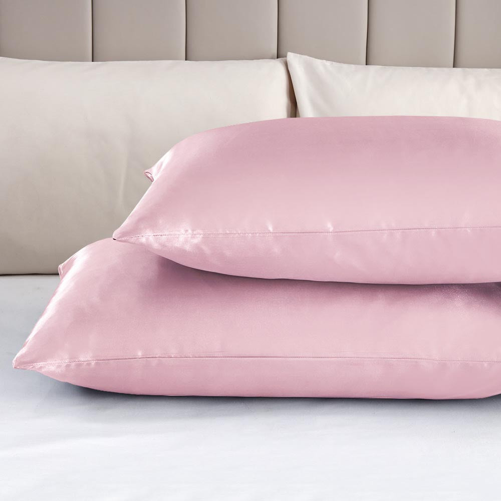 Set of 2 Luxuriously Silky Soft Satin Pillowcases Envelope Closure Design, Taupe Pillow Covers with Envelope Closure