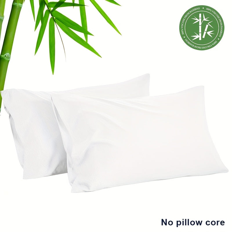 2pcs Summer Cooling Bamboo Fiber Pillowcases, 30% Bamboo Fiber + 70% Microfiber Material, Breathable and Comfortable, Soft Cooling Pair Set for Couples, Envelope Design for Easy Installation and Washing, Bedroom Decorative Pillowcases