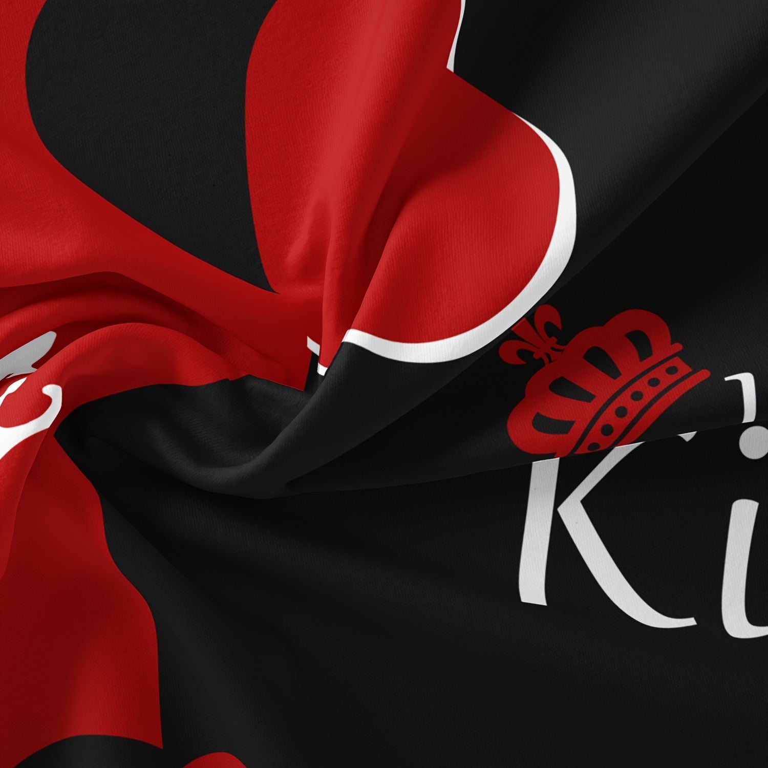 Dark Red And Black Three-Piece Bedding Set with Queen & King Size Featuring Printed English Letters on The Duvet Cover And Pillowcases.