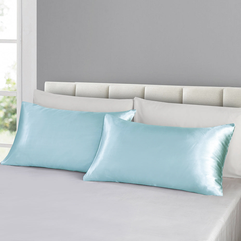 Set of 2 Luxuriously Silky Soft Satin Pillowcases Envelope Closure Design, Taupe Pillow Covers with Envelope Closure