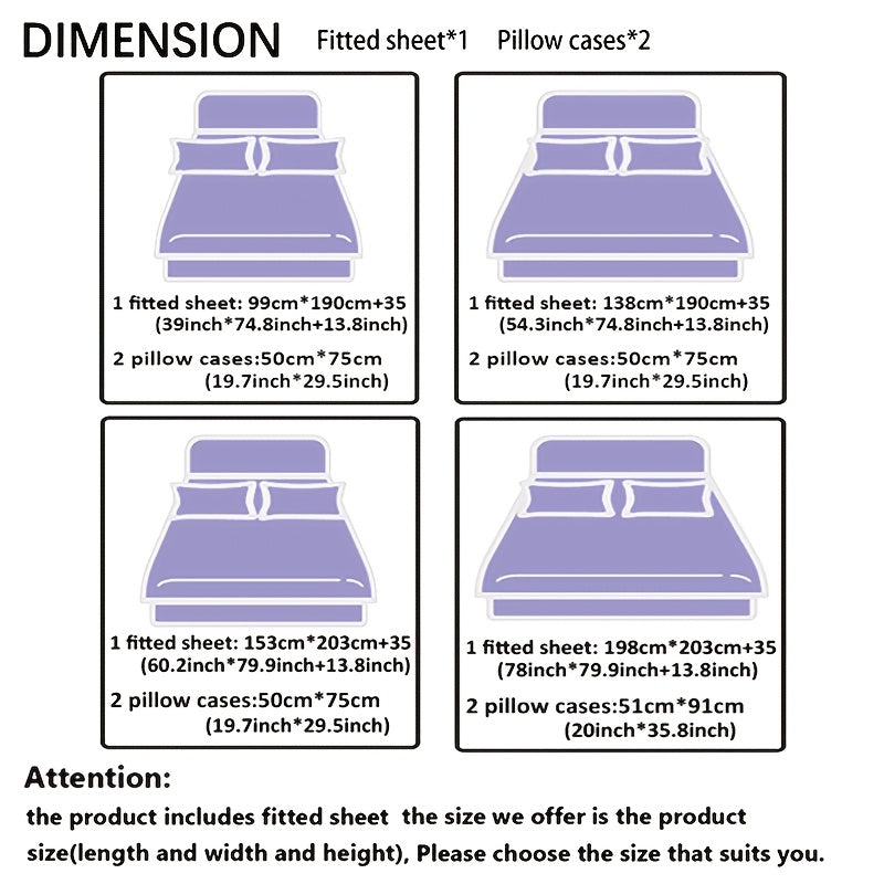 3pcs Super Soft Breathable Black Grey Color Blocking Crown Letter Bed Sheet (1pc Bed Sheet+2pcs Pillowcase No Filling), Deep Pocket In 15 Inch, Mattress Protector Bedroom Dormitory High Definition Printing Suitable For All Seasons Room Decor
