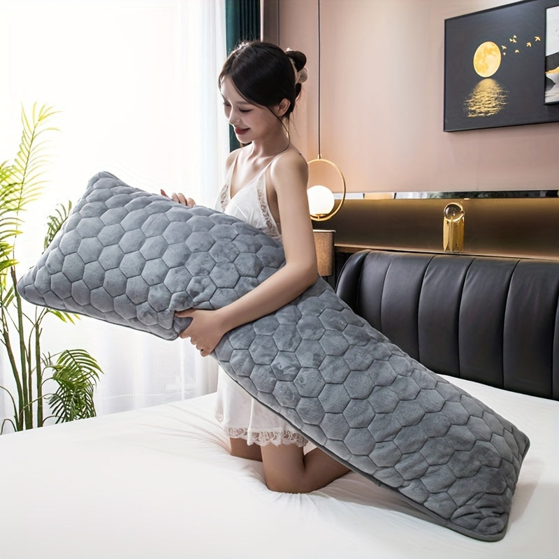 Ultra-Soft Crystal Velvet Long Pillowcase - Breathable, Allergy-Friendly with Envelope Closure for Bedroom & Dorm Decor - Thickened Design for Couples, Double Pillow Case (1 Pillowcase, No Insert)