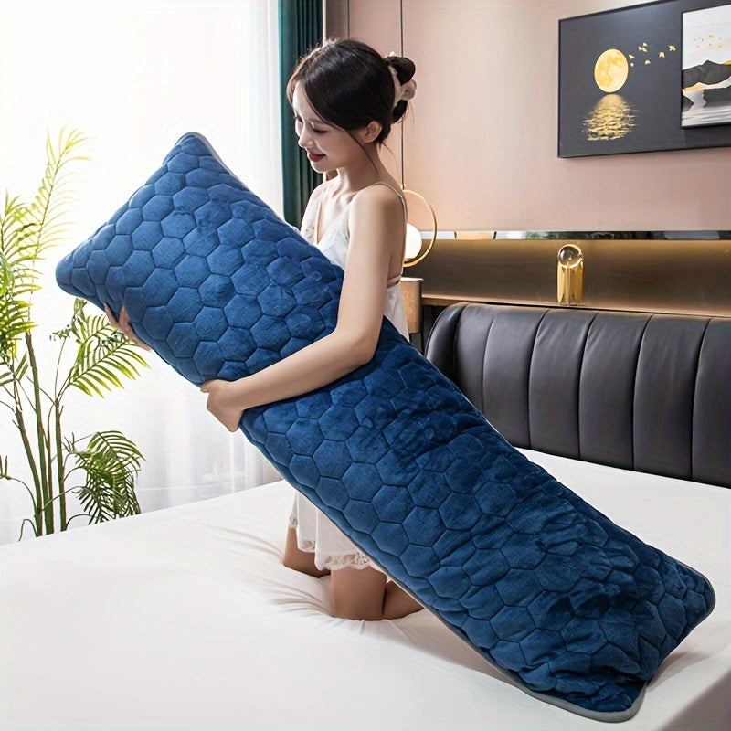 Ultra-Soft Crystal Velvet Long Pillowcase - Breathable, Allergy-Friendly with Envelope Closure for Bedroom & Dorm Decor - Thickened Design for Couples, Double Pillow Case (1 Pillowcase, No Insert)