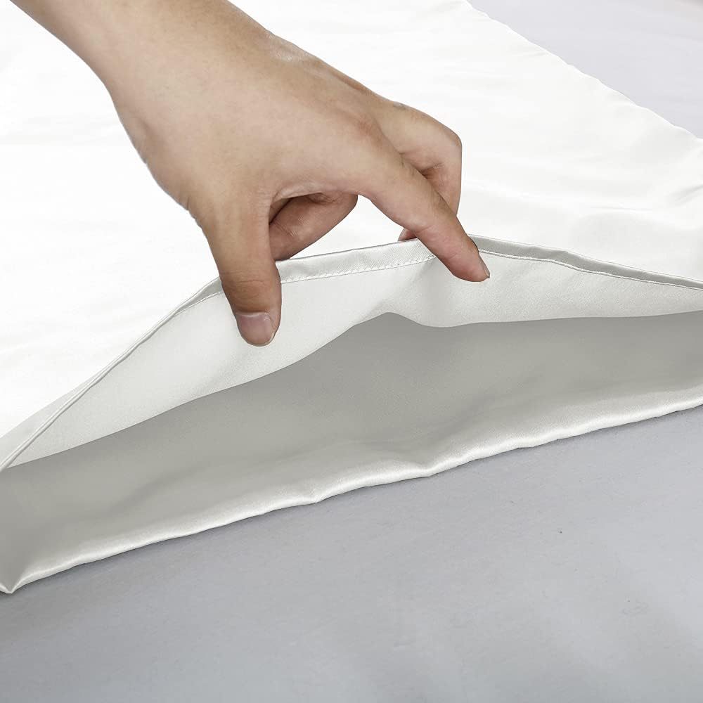 Set of 2 Luxuriously Silky Soft Satin Pillowcases Envelope Closure Design, Taupe Pillow Covers with Envelope Closure