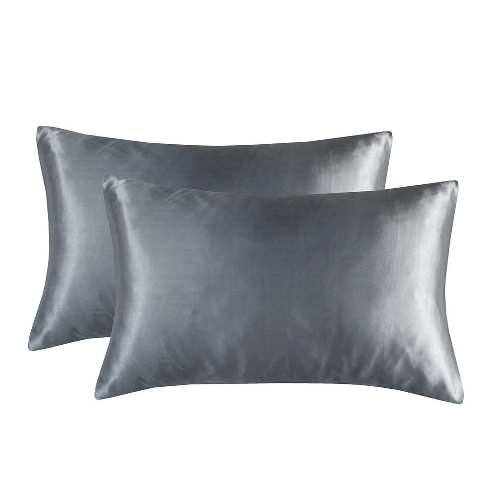 Set of 2 Luxuriously Silky Soft Satin Pillowcases Envelope Closure Design, Taupe Pillow Covers with Envelope Closure