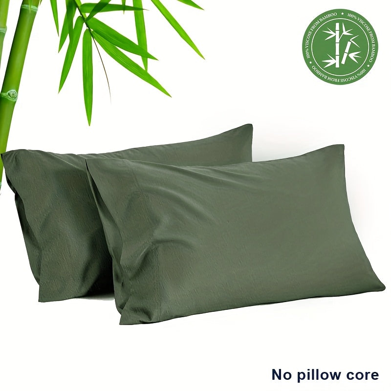 2pcs Summer Cooling Bamboo Fiber Pillowcases, 30% Bamboo Fiber + 70% Microfiber Material, Breathable and Comfortable, Soft Cooling Pair Set for Couples, Envelope Design for Easy Installation and Washing, Bedroom Decorative Pillowcases